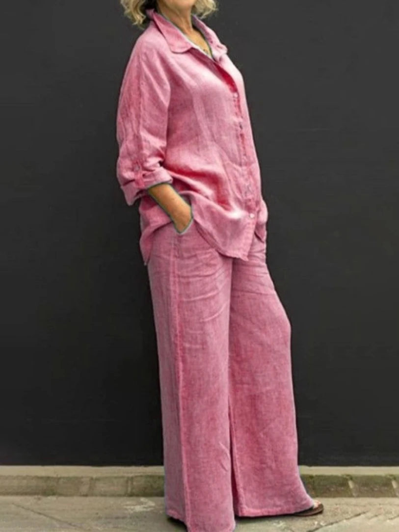Conjunto de Calça com Camisa em Linho Lenice