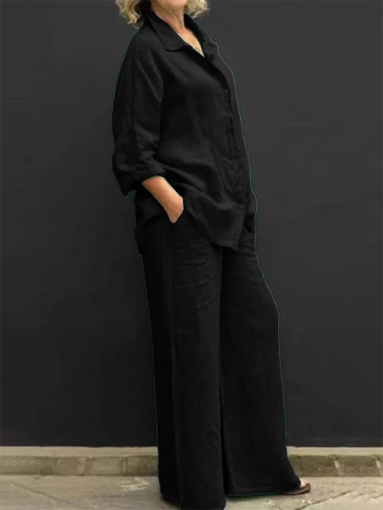 Conjunto de Calça com Camisa em Linho Lenice