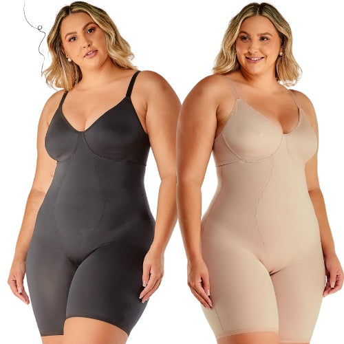 Cinta Body Modelador Macaquinho Plus Size Com Perna Sem Bojo