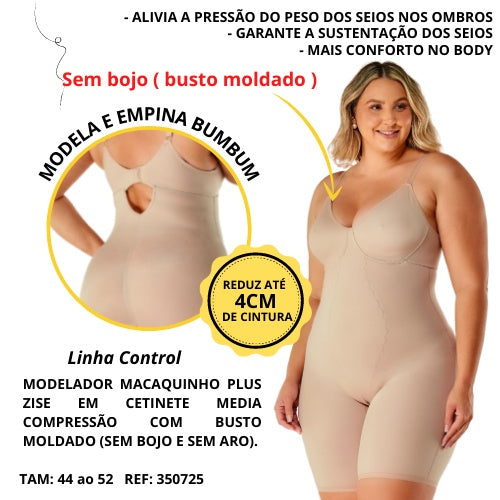 Cinta Body Modelador Macaquinho Plus Size Com Perna Sem Bojo