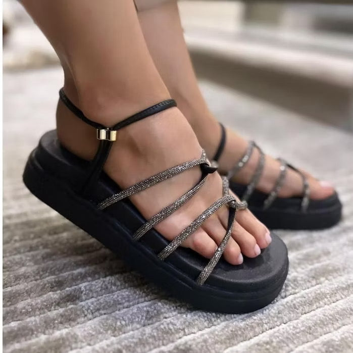 Sandália Papete Feminina Birken Confortavel Dois em Um Glitter Regulador Brilho