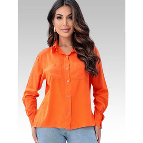 [Compre 1 e Leve 2] Camisa Feminina Casual Camisete Manga Longa Com Bolso Elegance