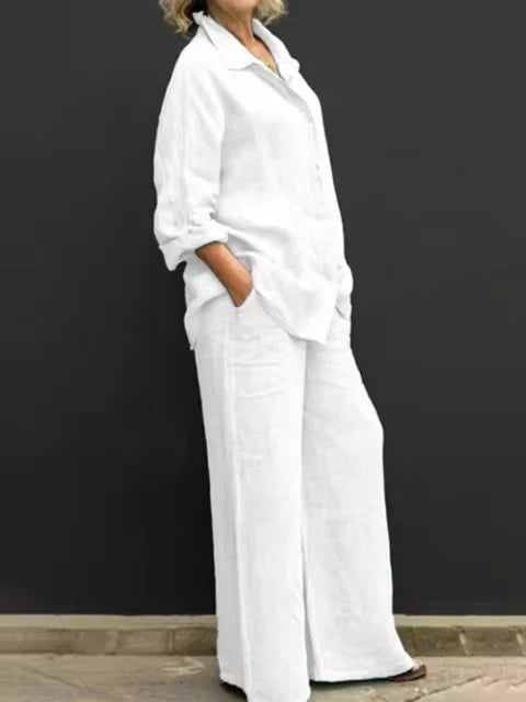 Conjunto de Calça com Camisa em Linho Lenice