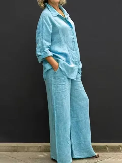 Conjunto de Calça com Camisa em Linho Lenice