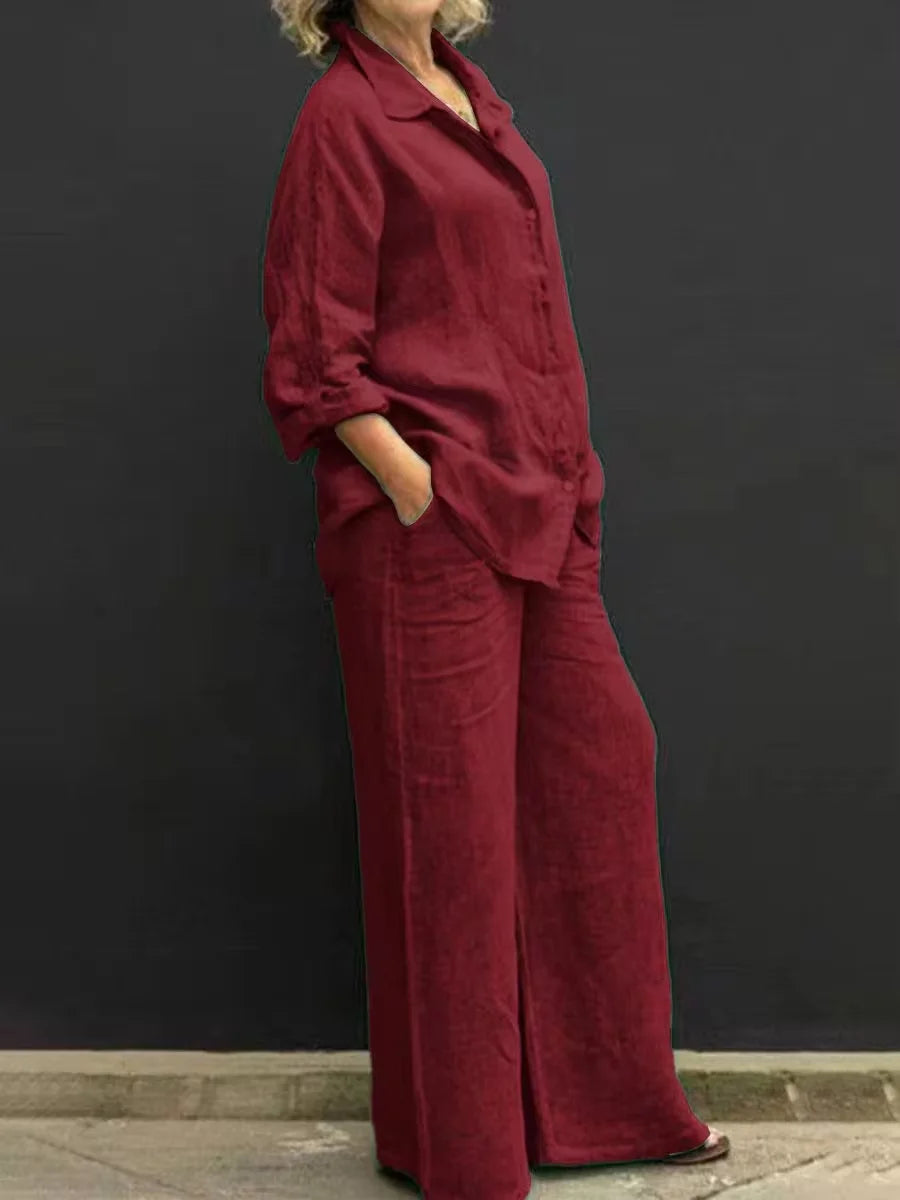 Conjunto de Calça com Camisa em Linho Lenice