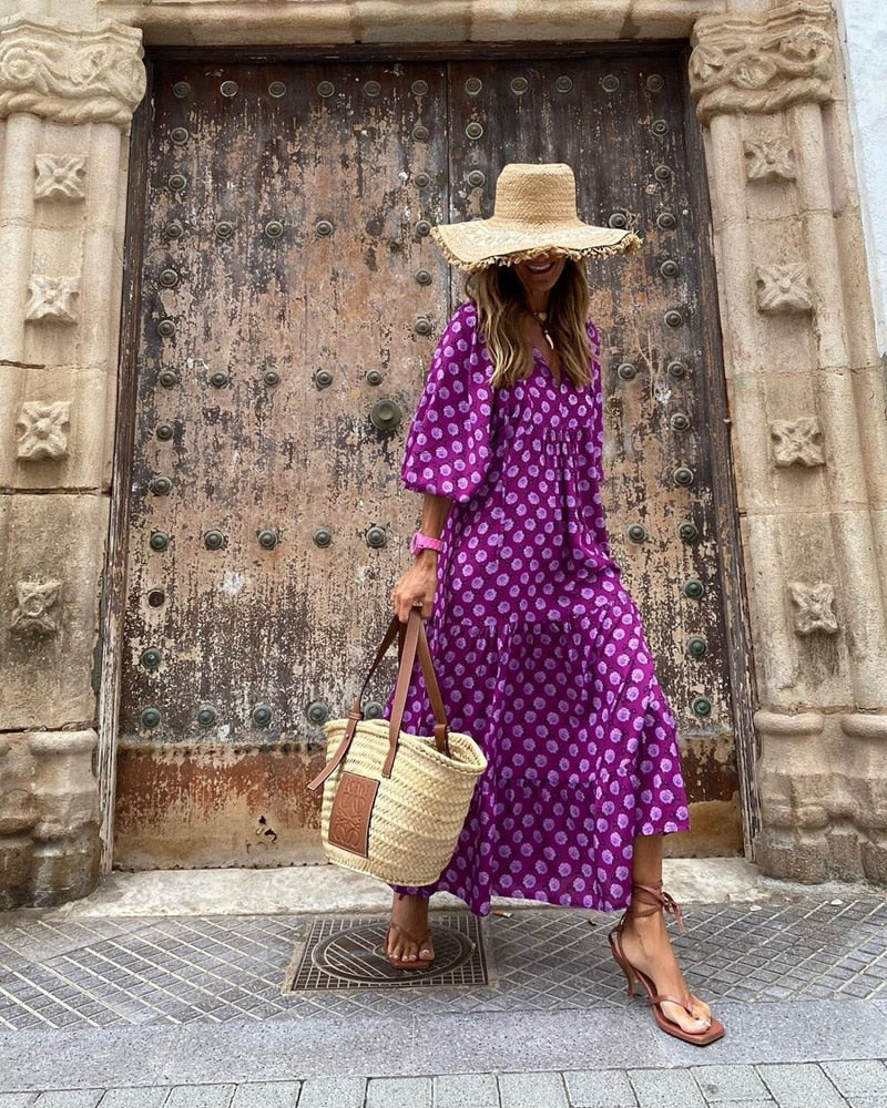 Vestido Midi com Mangas