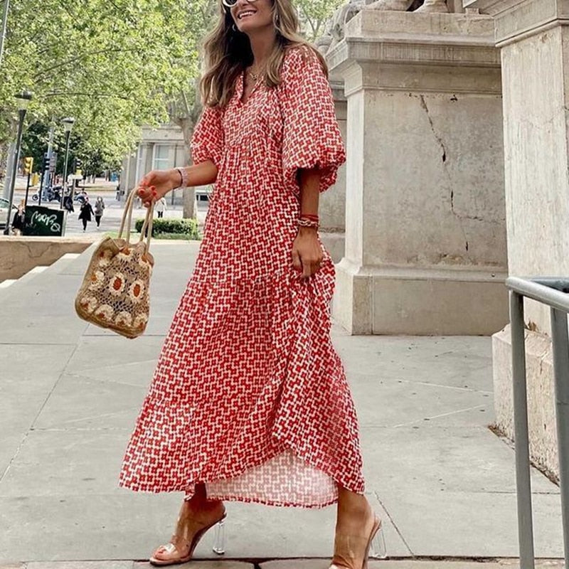 Vestido Midi com Mangas